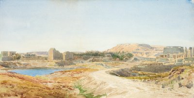 Lago sagrado y ruinas del templo en Karnak, c.1907-10 de John Somerscales